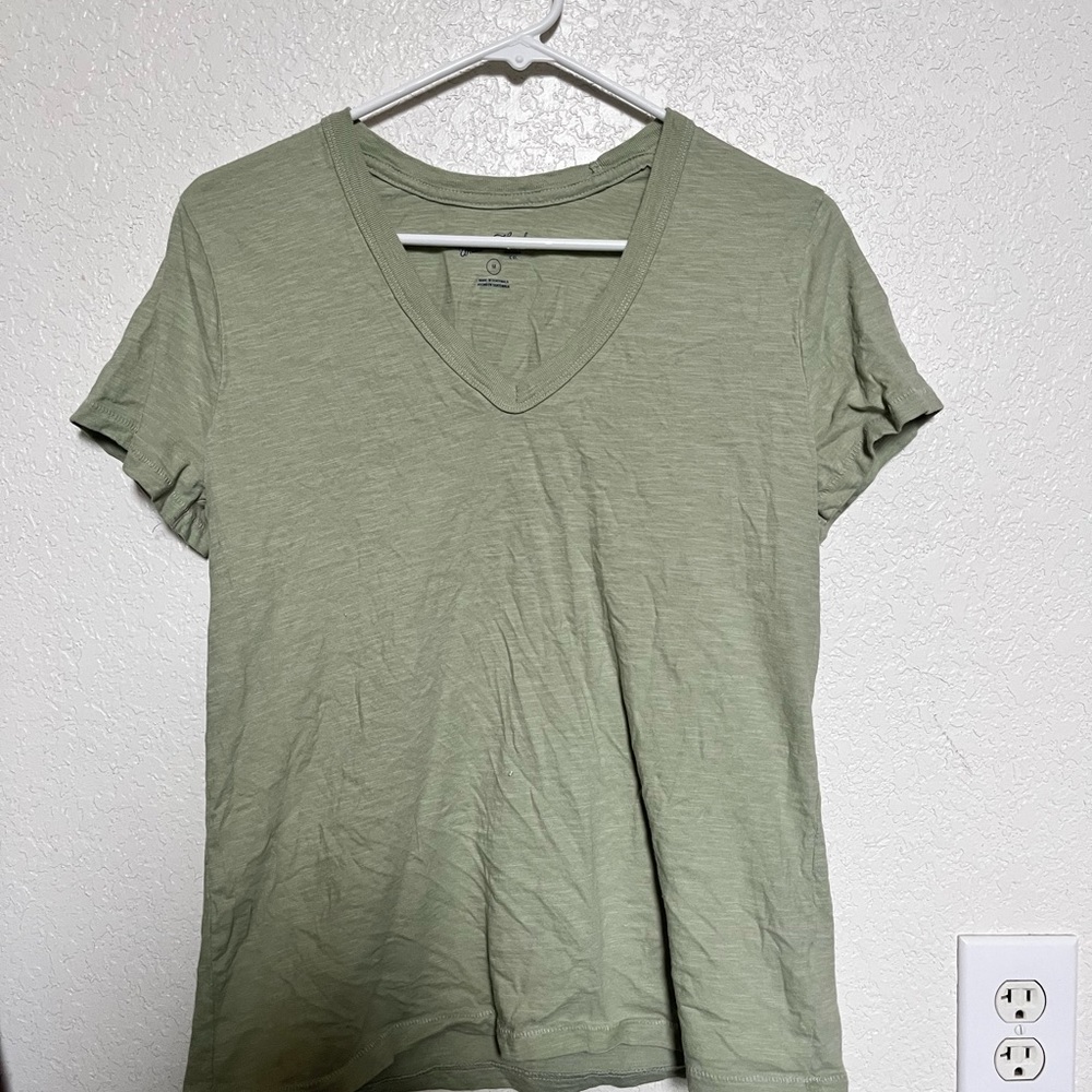 Sage green v-neck tee shirt